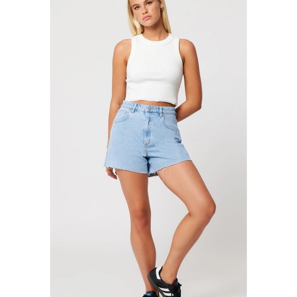 Abrand Venice Women's Blue Cut Off Raw Hem High Rise Light Size 26